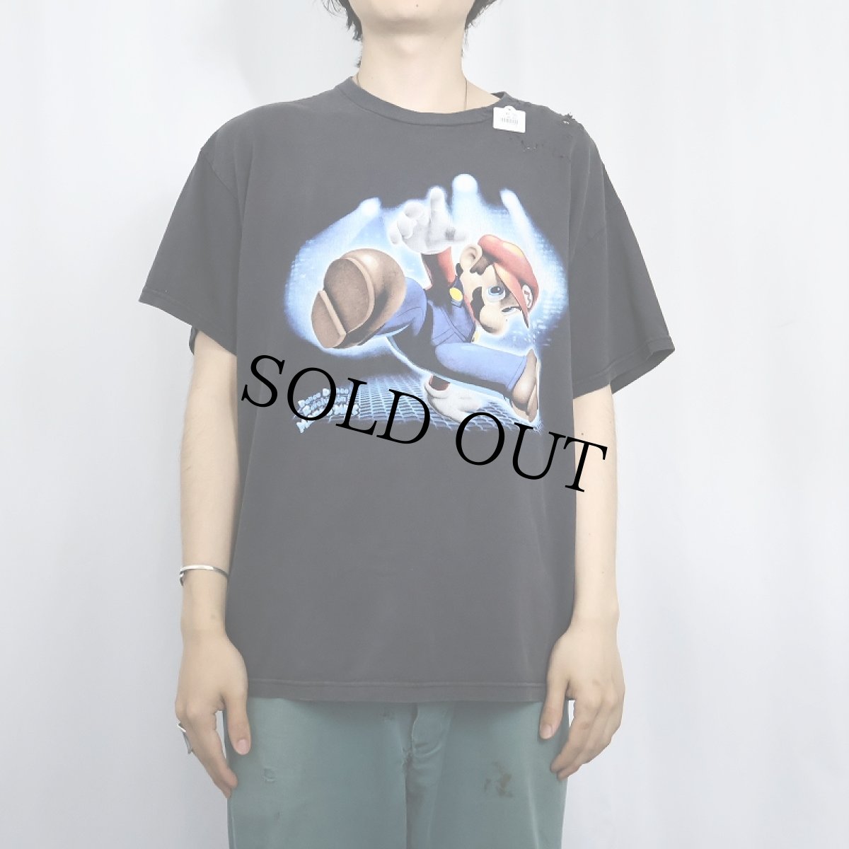 画像2: 2000's Dance Dance Revolution Mario Mix ゲームキャラクタープリントTシャツ BLACK (2)