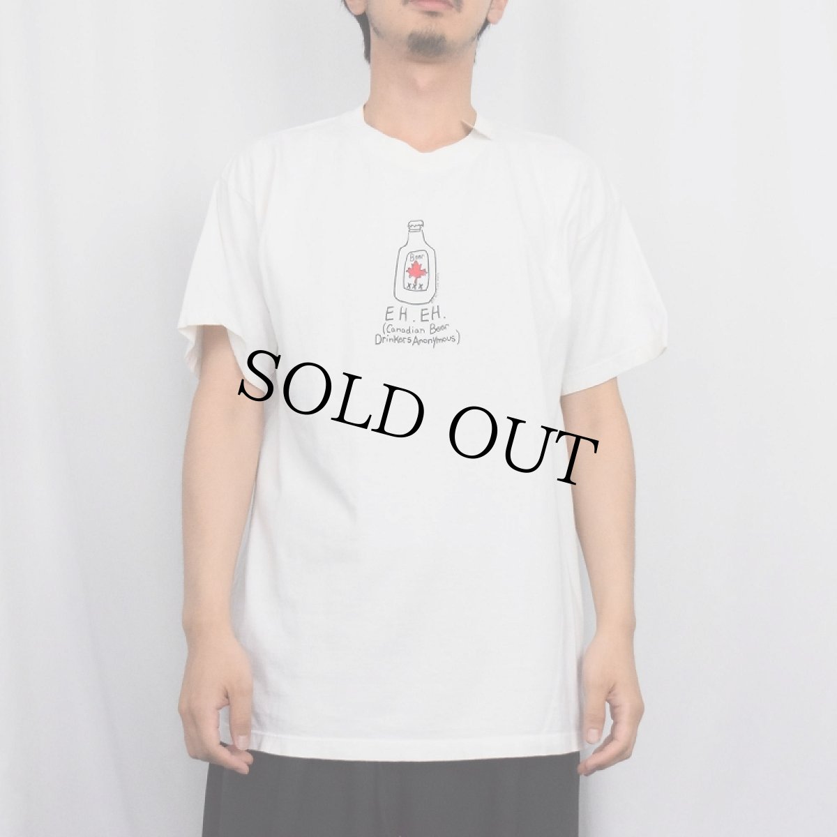 画像2: CANADA製 "EH. EH." ビールイラストプリントTシャツ L (2)