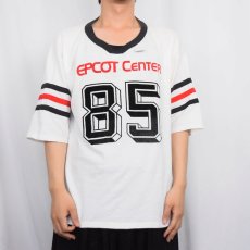 画像2: 70〜80's ARTEX USA製 "EPCOT CENTER 85" Vネック フロッキープリント フットボールTシャツ XL (2)