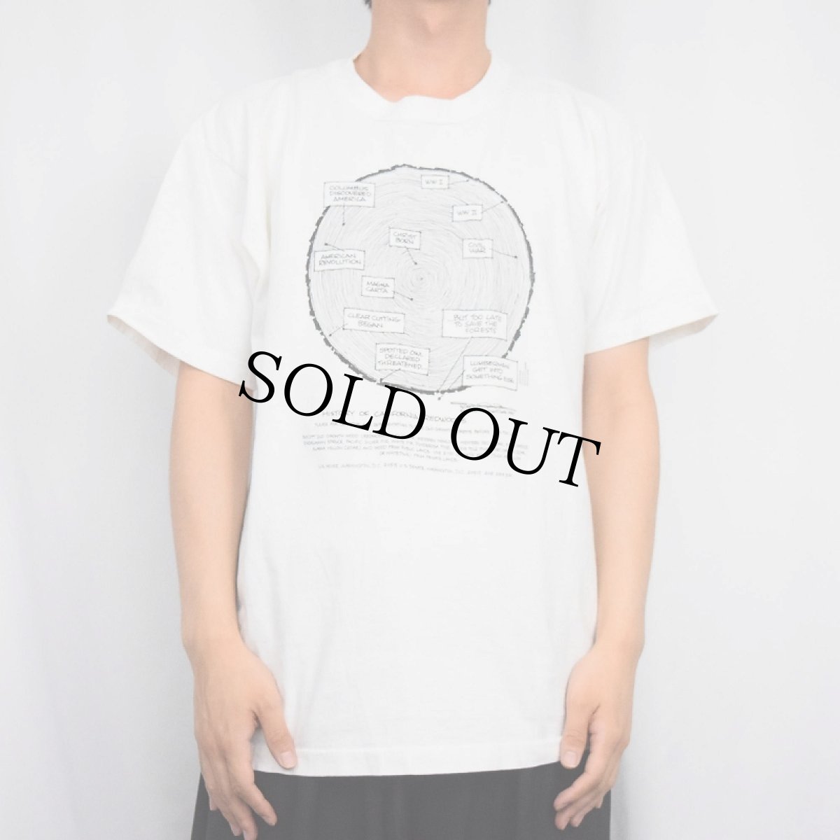 画像2: 90's Jim Morris USA製 "HISTORY OF CALIFORNIA REDWOODS" アートプリントTシャツ XL (2)