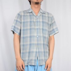 画像2: 50〜60's PENNEY'S TOWNCRAFT チェック柄 コットンオープンカラーシャツ S (2)