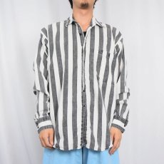 画像2: 80〜90's White Oak ストライプ柄 コットンシャツ L (2)