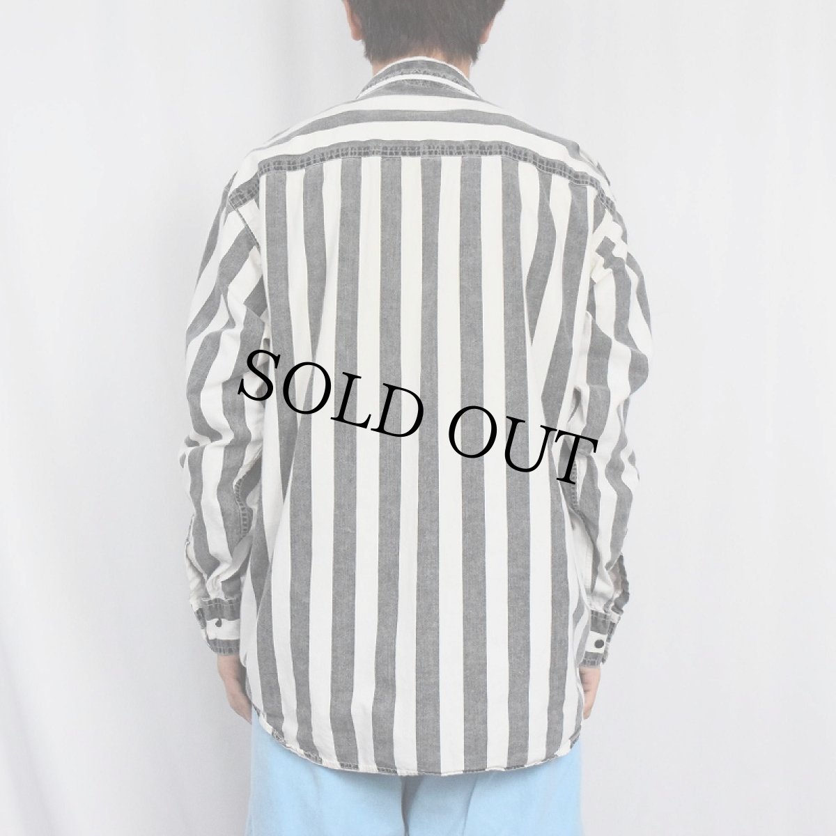 画像3: 80〜90's White Oak ストライプ柄 コットンシャツ L (3)