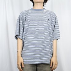 画像2: 80〜90's HANG TEN ロゴ刺繍 ボーダー柄 Tシャツ XL (2)