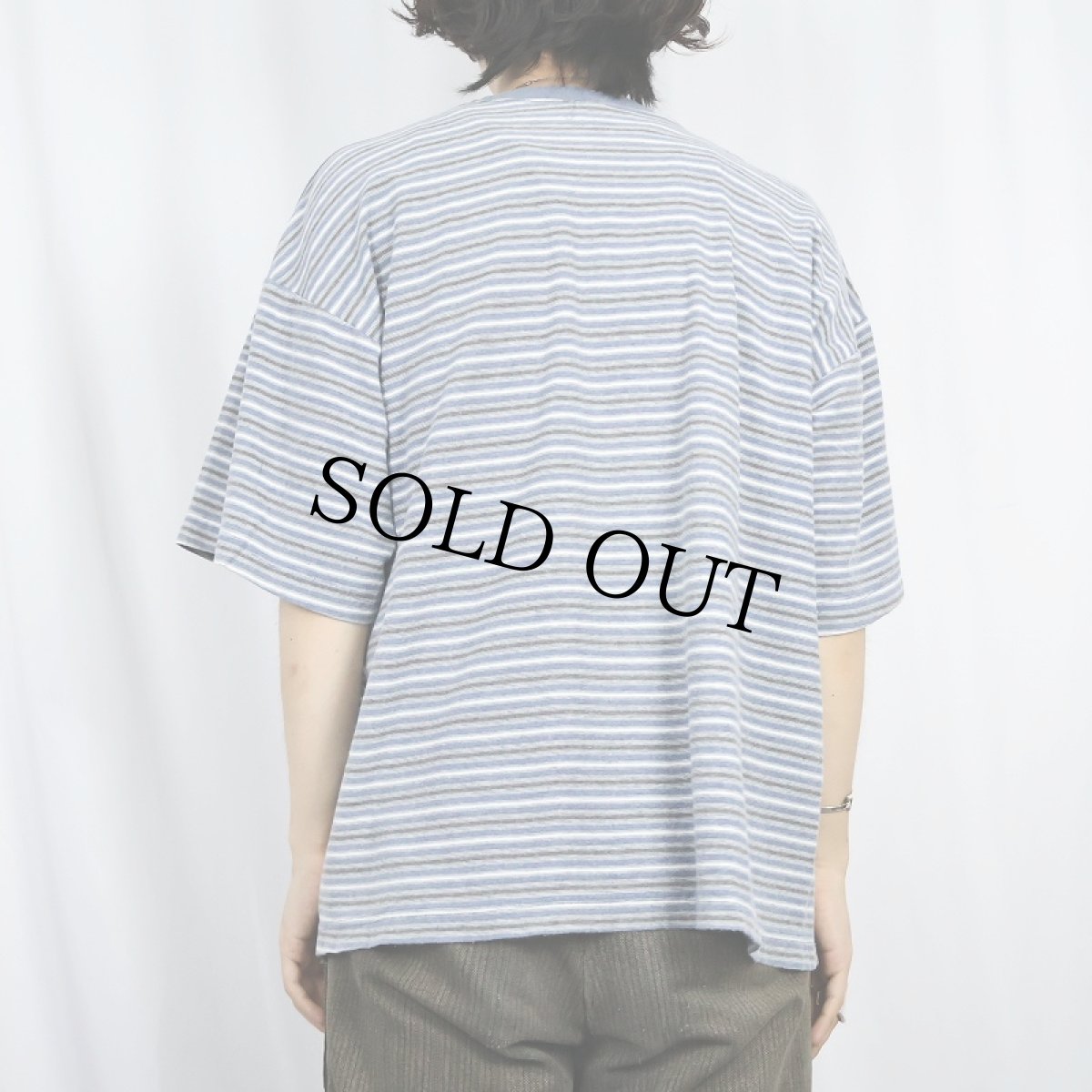 画像3: 80〜90's HANG TEN ロゴ刺繍 ボーダー柄 Tシャツ XL (3)