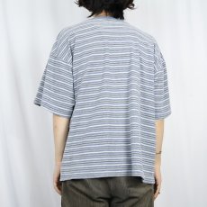 画像3: 80〜90's HANG TEN ロゴ刺繍 ボーダー柄 Tシャツ XL (3)
