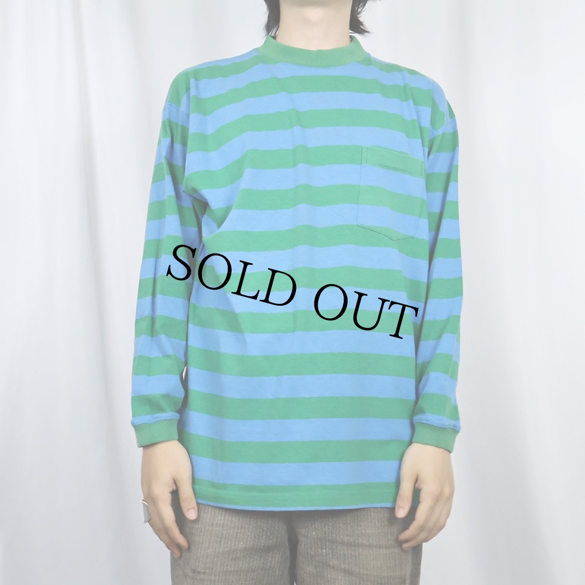 画像2: 90's GAP USA製 ボーダー柄 ポケットロンT M (2)