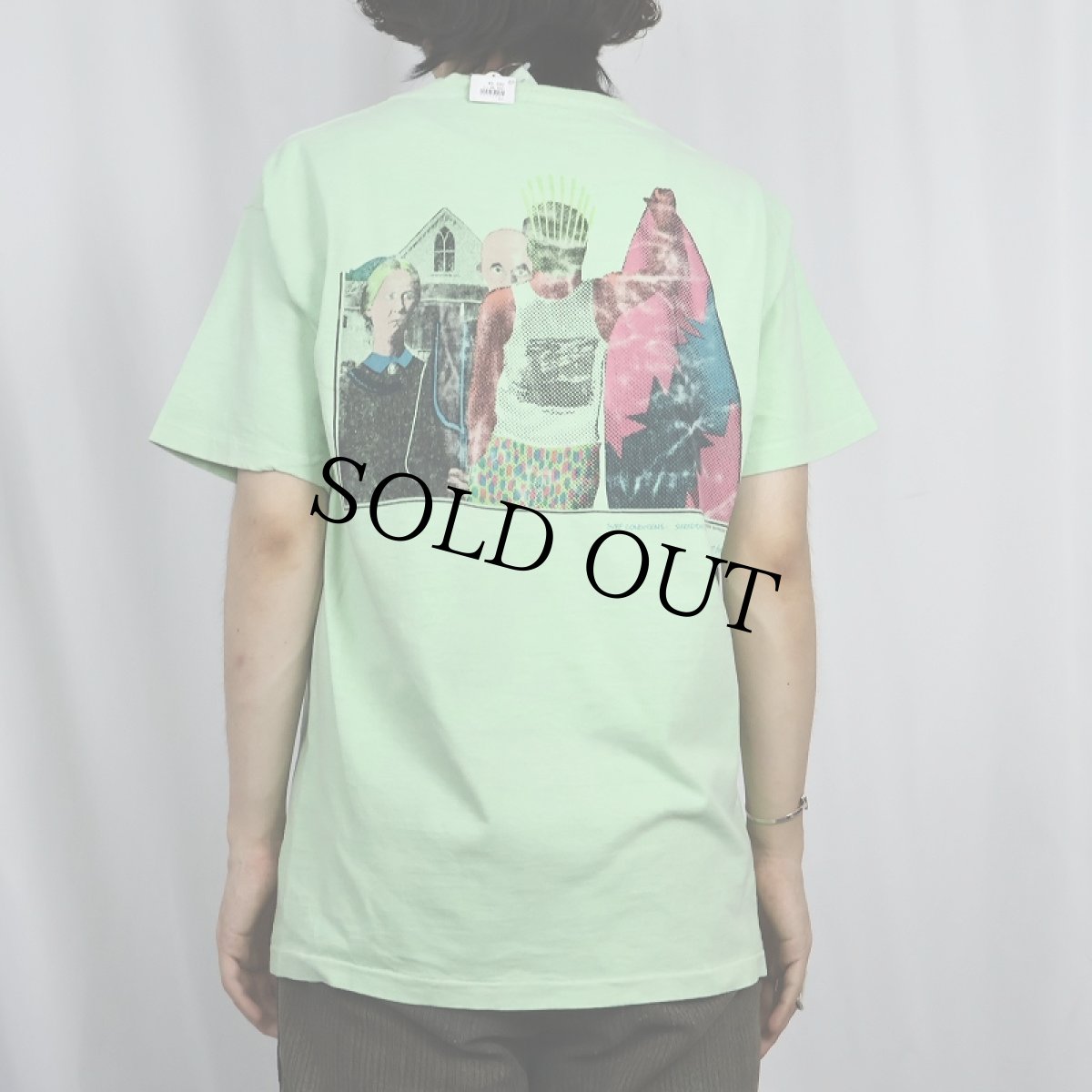 画像4: 80's TED SHRED USA製 American Gothic パロディプリントTシャツ L (4)