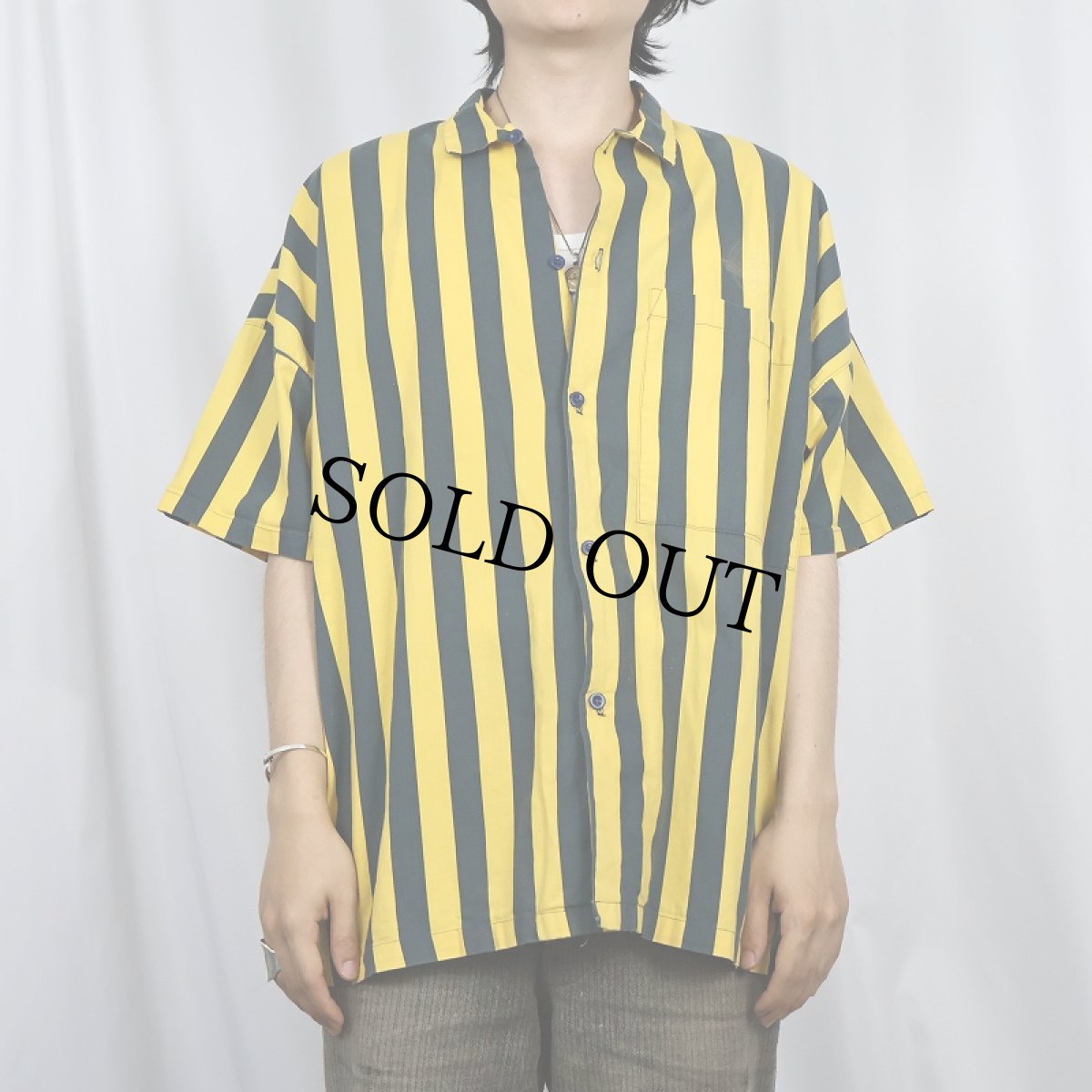 画像4: 80's Ocean Pacific USA製 ストライプ柄 コットンシャツ L (4)