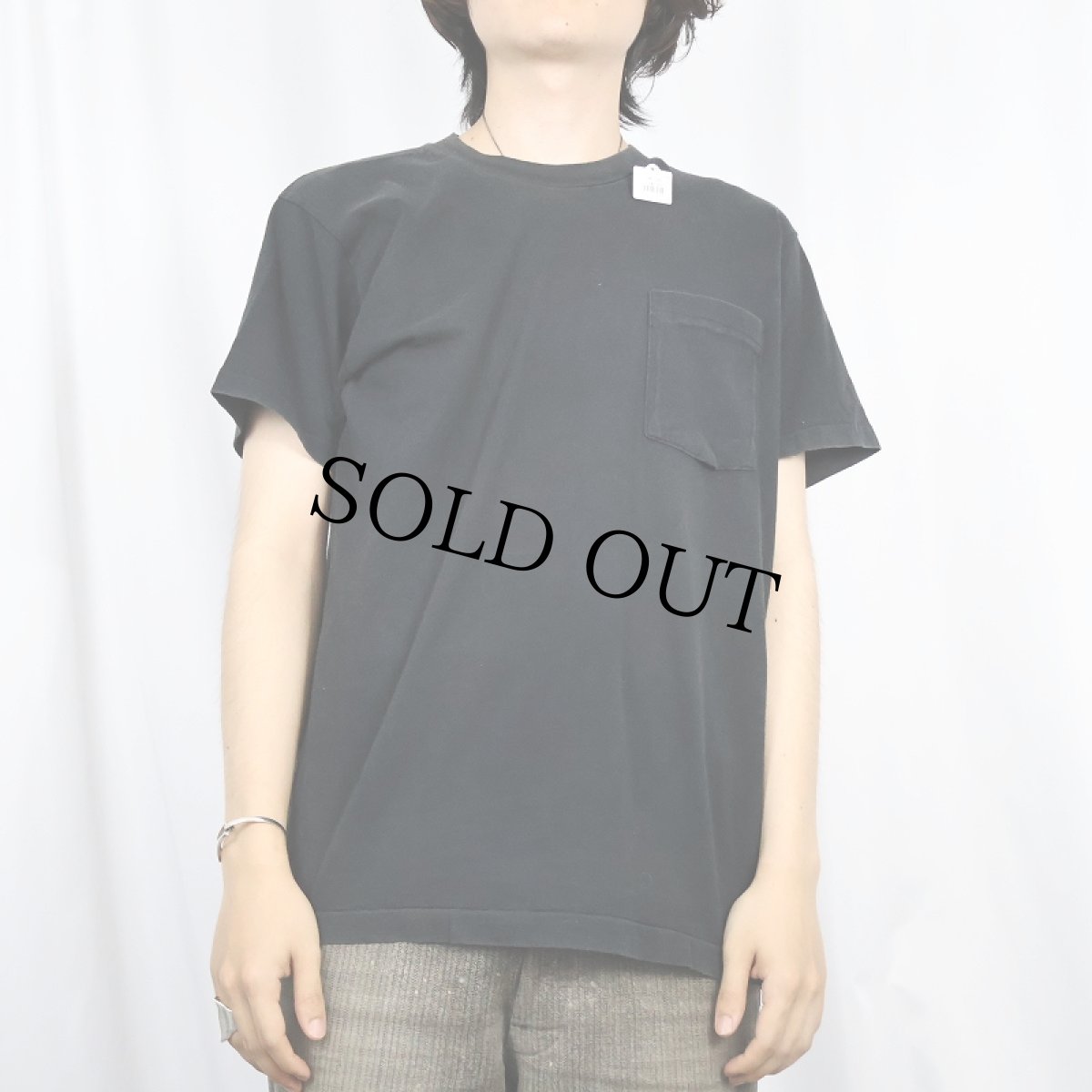 画像2: 80〜90's 無地 ポケットTシャツ BLACK (2)