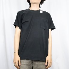 画像2: 80〜90's 無地 ポケットTシャツ BLACK (2)