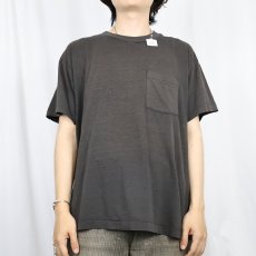 画像2: 90's FRUIT OF THE LOOM USA製 無地 ポケットTシャツ BLACK L (2)