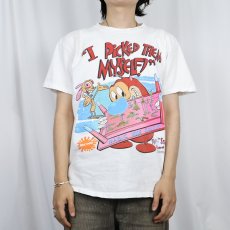 画像2: 90's The Ren and Stimpy Show USA製 ニコロデオン キャラクタープリントTシャツ L (2)