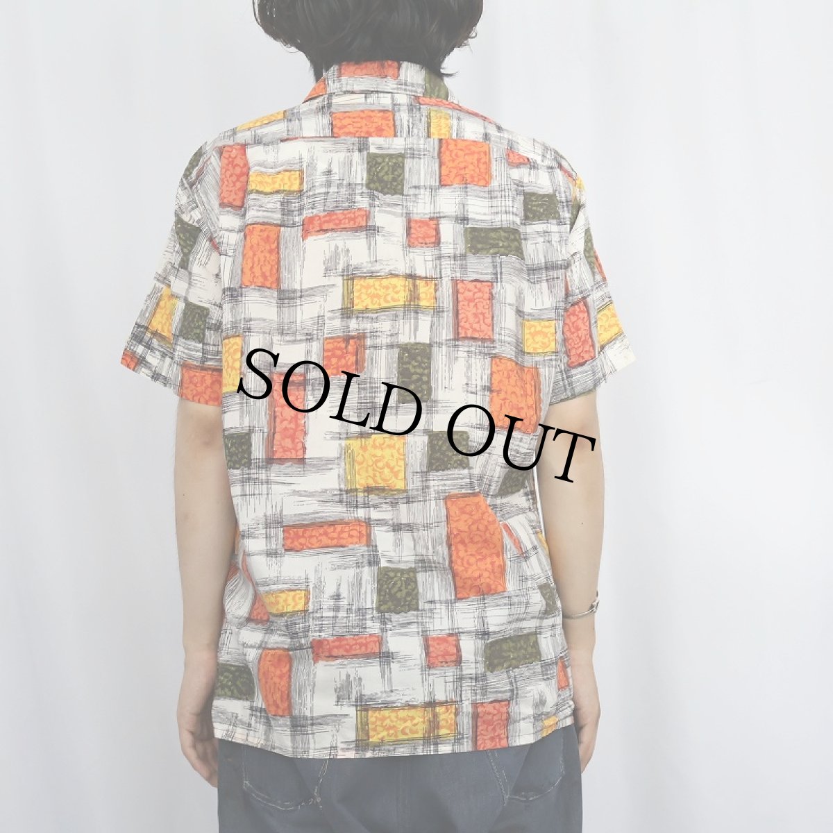 画像3: 60's Golden Arrow FRANCE製 総柄 コットンシャツ M (3)