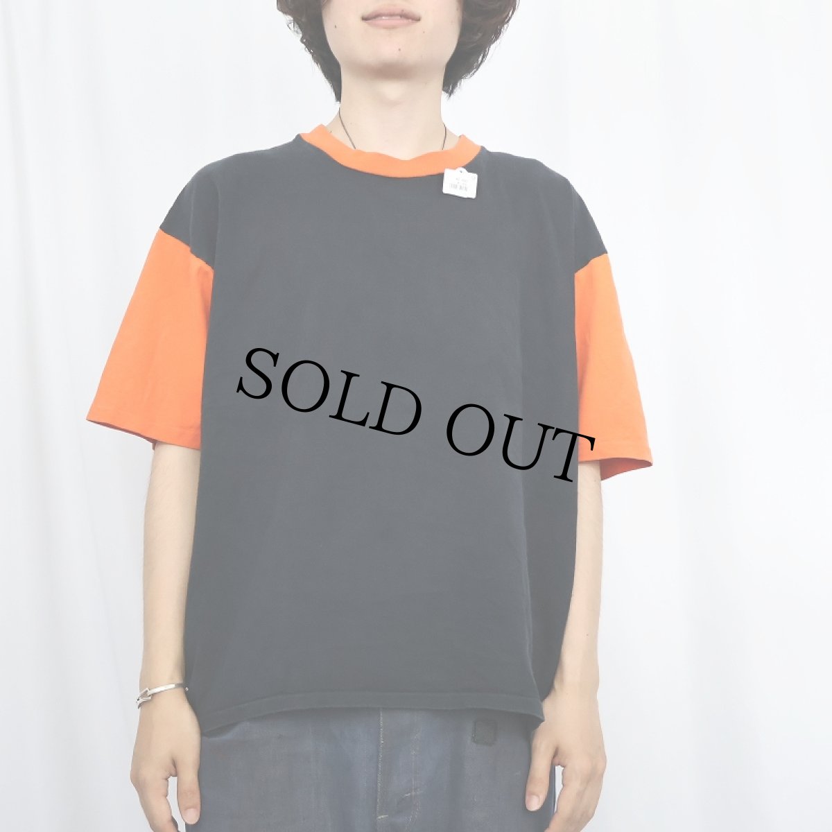 画像2: 90's SPORTSWEAR USA製 2トーン 無地Tシャツ BLACK XL (2)