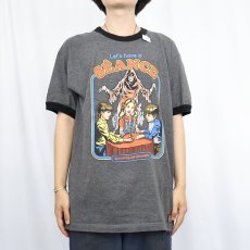 画像2: Steven Rhodes "Let's have a SEANCE" イラストプリントリンガーTシャツ L (2)