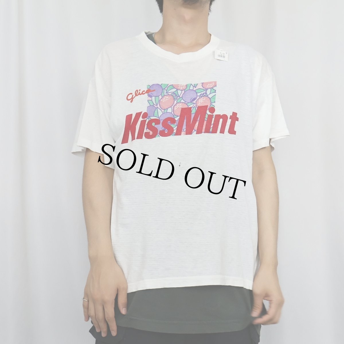 画像2: 90's Glico "KissMint" 食品メーカー お菓子プリントTシャツ (2)