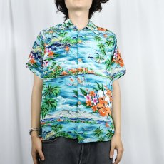 画像2: 40〜50's Hookano HAWAII製 オールオーバーパターン アロハシャツ S (2)