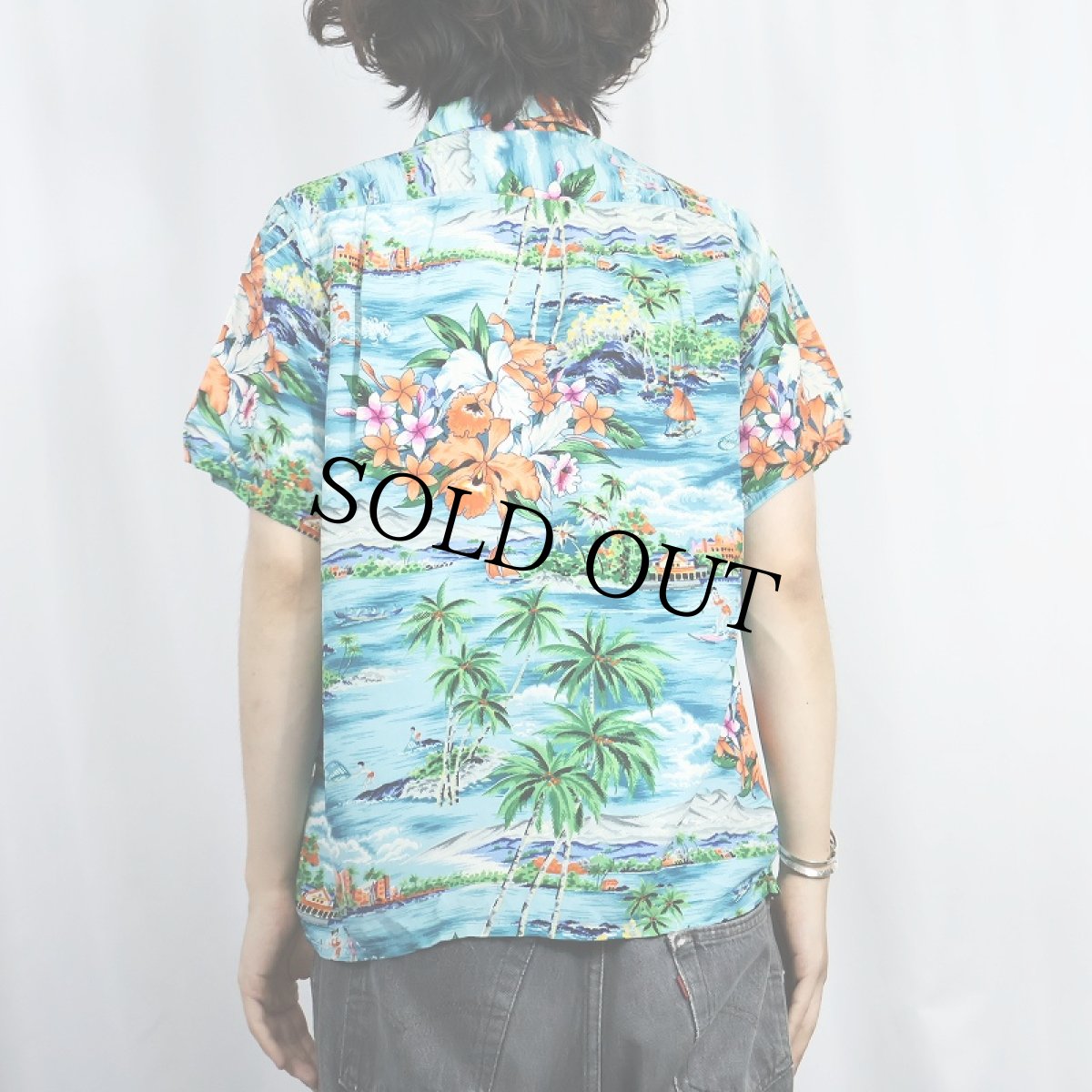 画像3: 60's Hookano HAWAII製 オールオーバーパターン アロハシャツ S (3)