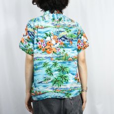 画像3: 40〜50's Hookano HAWAII製 オールオーバーパターン アロハシャツ S (3)