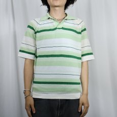 画像2: 70's JCPenney ボーダー柄 ニットスキッパーシャツ M (2)