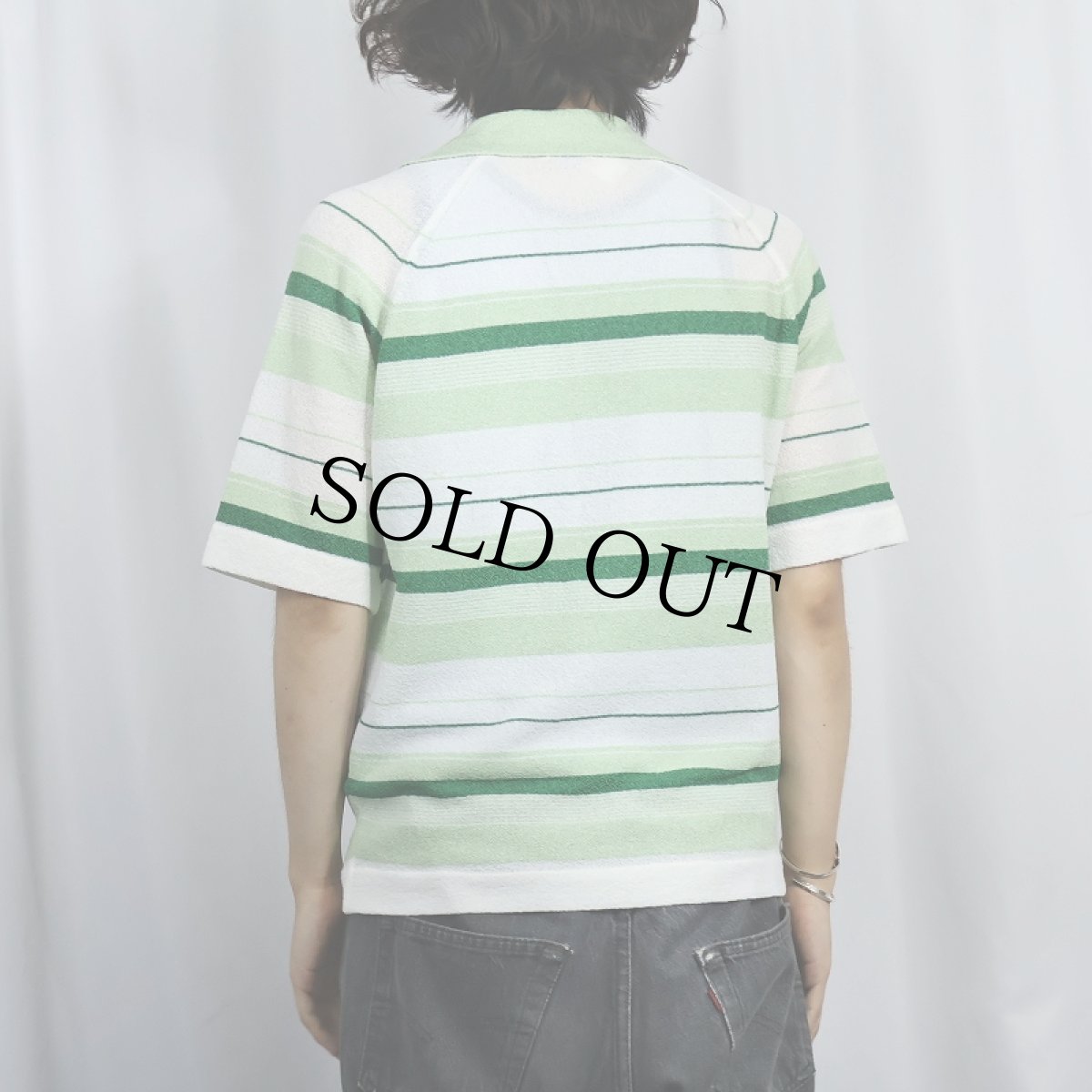 画像3: 70's JCPenney ボーダー柄 ニットスキッパーシャツ M (3)