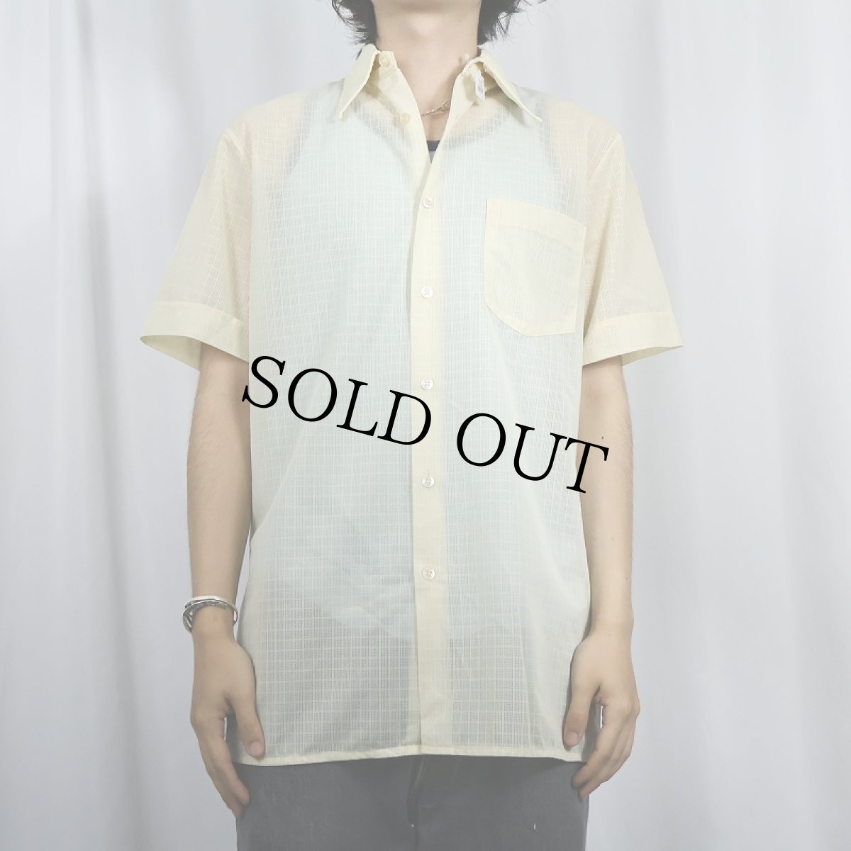 画像2: 70's ANTHONY BLAIR ナイロンシアーシャツ M (2)