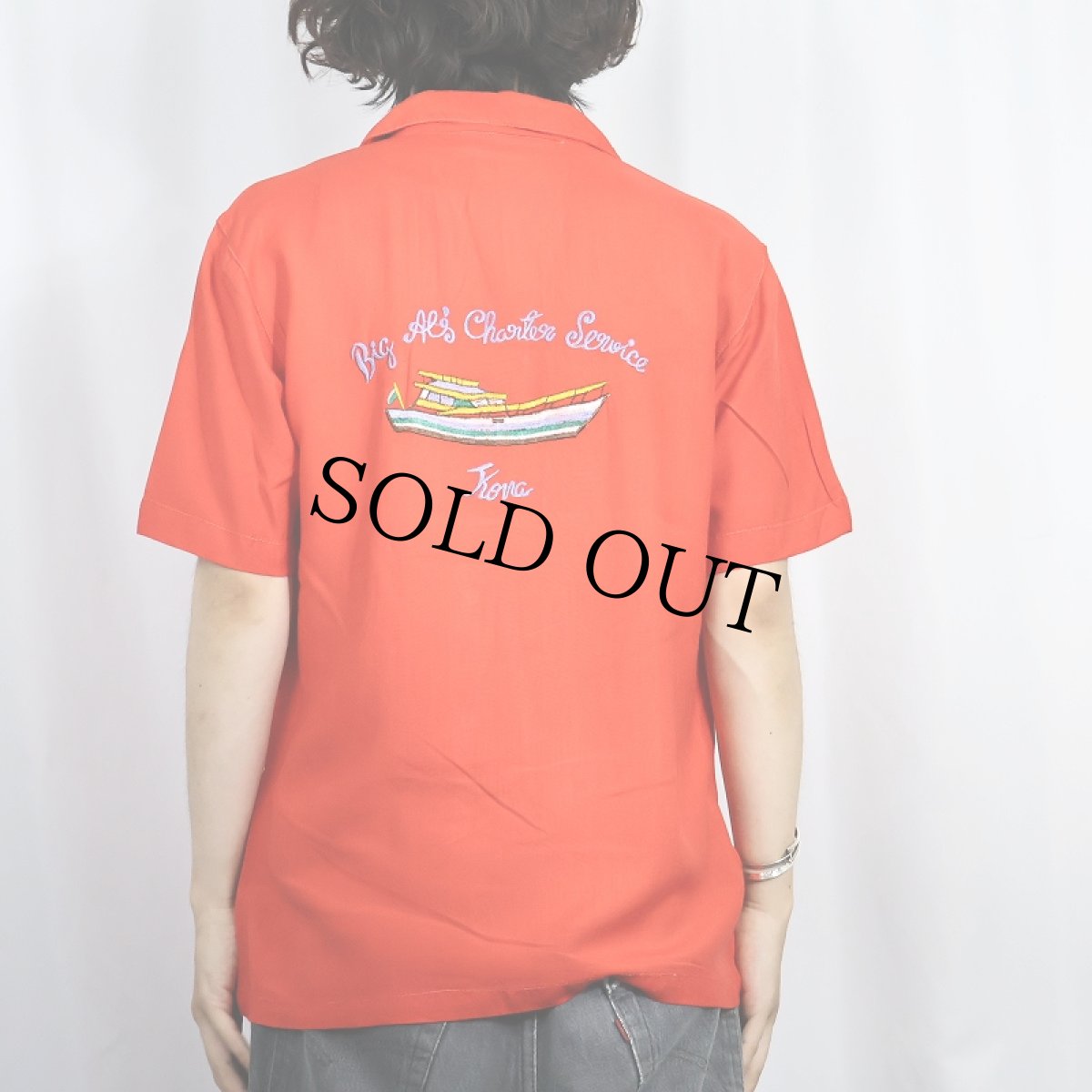 画像4: 60's〜 CALIFORNIA 刺繍入り レーヨン混 オープンカラーシャツ (4)