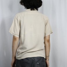 画像3: 60's〜 Designer COLLECTION br CAMPUS 刺繍入り レーヨン混 オープンカラーシャツ S (3)