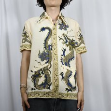 画像2: 70's JAVA BATIK 龍柄 コットンシャツ XL (2)