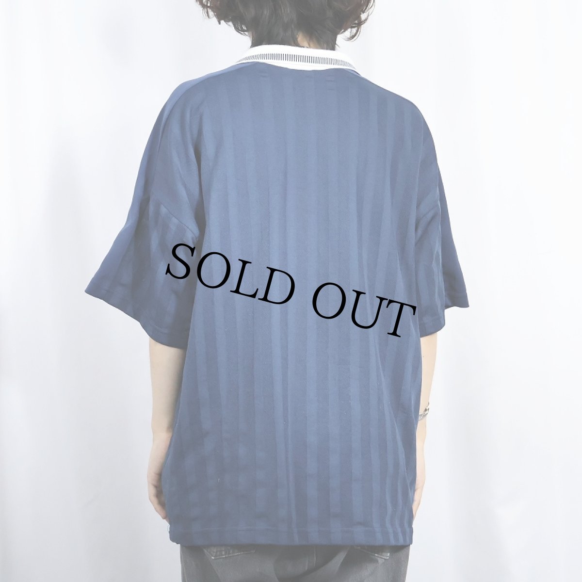 画像3: 90's UMBRO USA製 フロッキープリント ゲームシャツ NAVY XL (3)