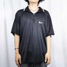 画像2: 90〜2000's NIKE USA製 ハーフジップ メッシュゲームシャツ BLACK L (2)