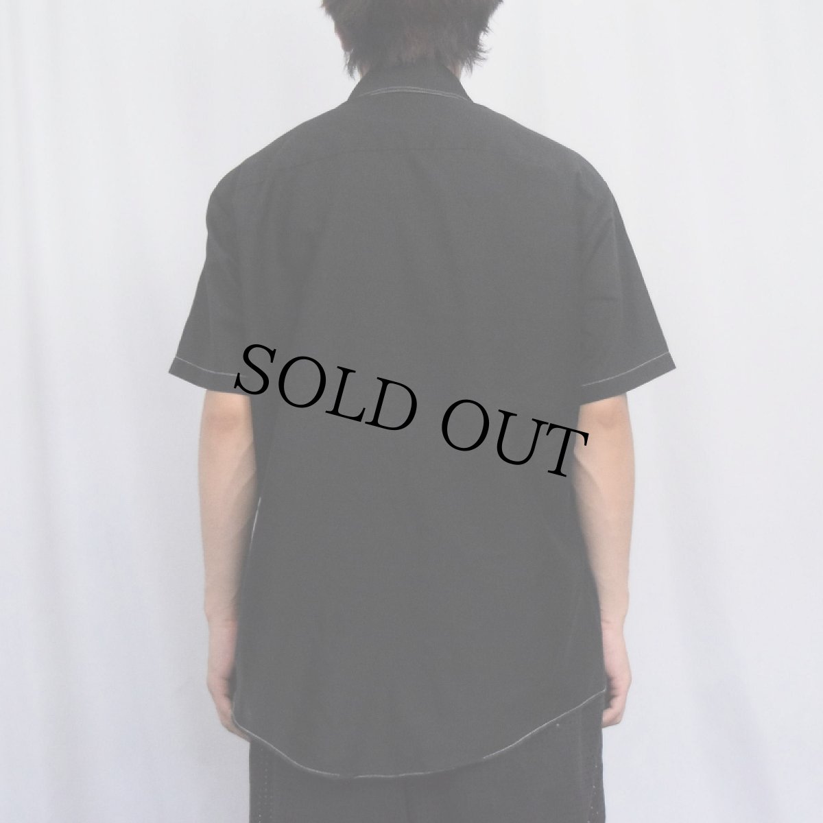 画像3: 70's WESTVALE ステッチデザイン ポリエステル×コットンシャツ BLACK L (3)