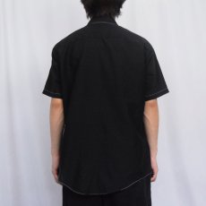 画像3: 70's WESTVALE ステッチデザイン ポリエステル×コットンシャツ BLACK L (3)