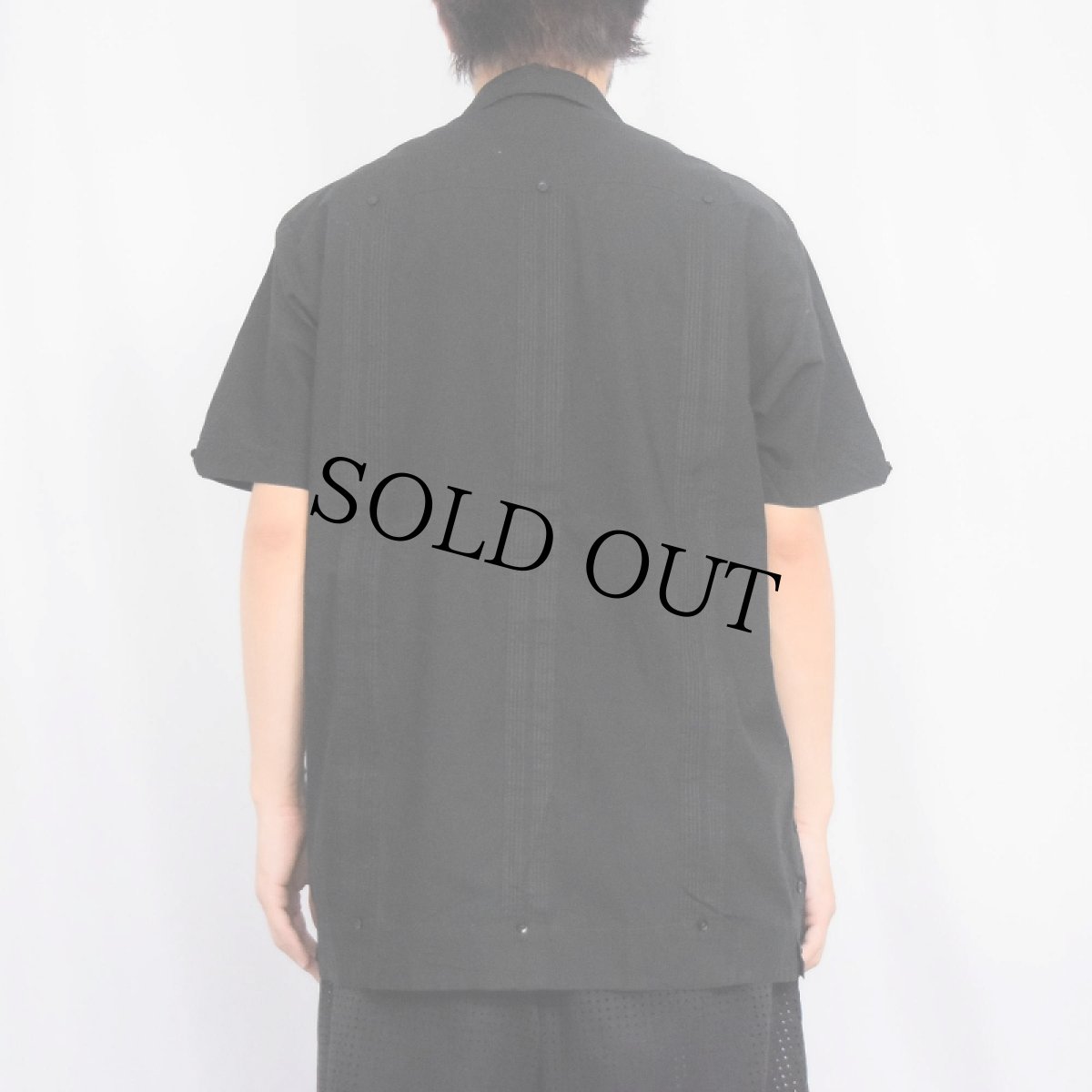 画像3: The Havanera 刺繍デザイン キューバシャツ BLACK M (3)