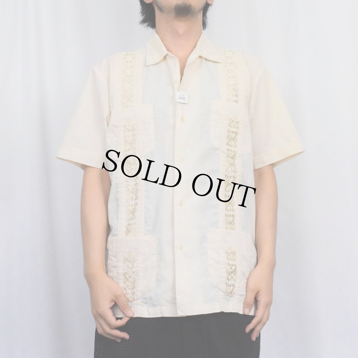 画像2: WEST LINE 刺繍デザイン キューバシャツ M (2)