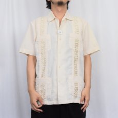 画像2: WEST LINE 刺繍デザイン キューバシャツ M (2)