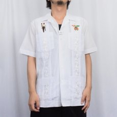 画像2: GUAYABERA 刺繍デザイン キューバシャツ M (2)