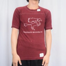 画像2: 70's Bareback Records, Inc. レコードレーベル プリントフットボールTシャツ S (2)
