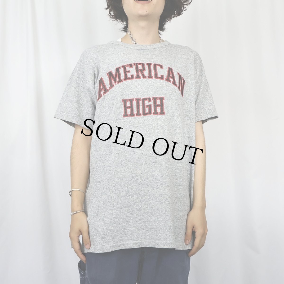 画像2: 80's Champion トリコタグ USA製 "AMERICAN HIGH" プリントTシャツ XL (2)