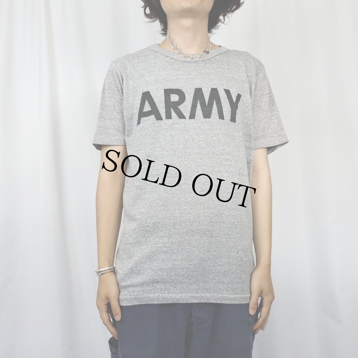 画像2: 80's Champion トリコタグ USA製 "ARMY" プリントTシャツ L (2)