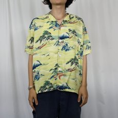 画像2: 90's CHICO'S DESIGN USA製 オールオーバーパターン レーヨンアロハシャツ SIZE1 (2)