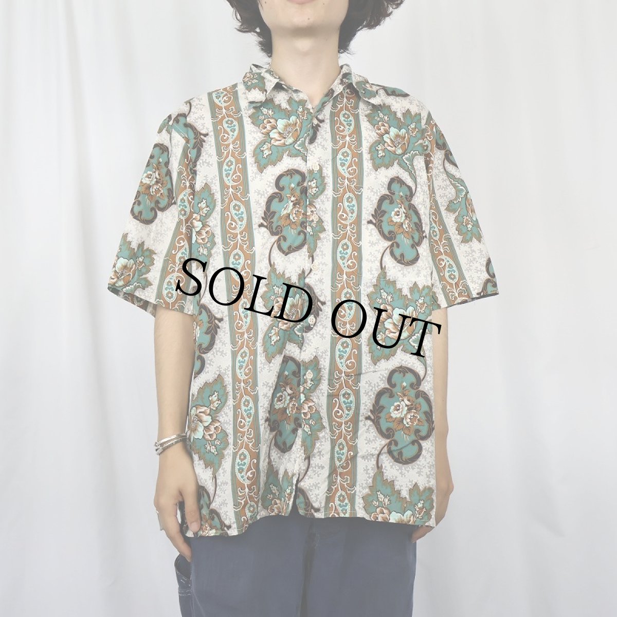 画像2: 80's reyn spooner HAWAII製 ボーダーパターン コットンアロハシャツ L (2)