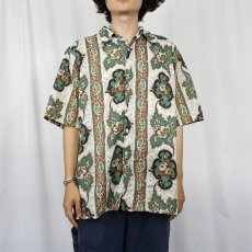 画像2: 80's reyn spooner HAWAII製 ボーダーパターン コットンアロハシャツ L (2)