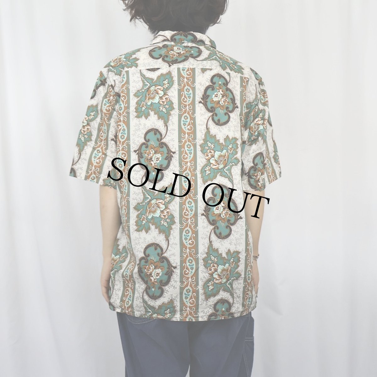 画像3: 80's reyn spooner HAWAII製 ボーダーパターン コットンアロハシャツ L (3)