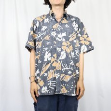 画像2: 80's reyn spooner HAWAII製 オールオーバーパターン コットンアロハシャツ L (2)