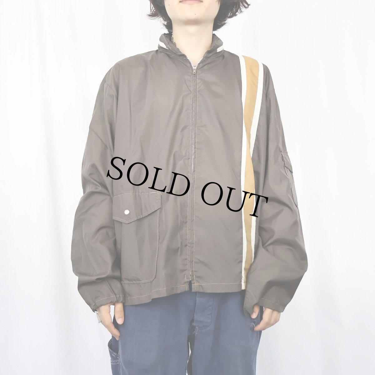 画像2: 70's BRANFORD ナイロンレーシングジャケット BROWN XL (2)