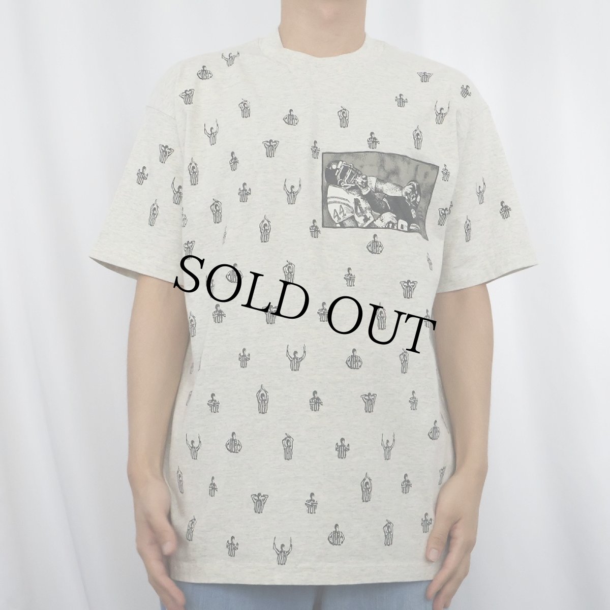 画像3: 90's rel-e-vant products USA製 レフェリー柄 マルチプリントTシャツ L (3)