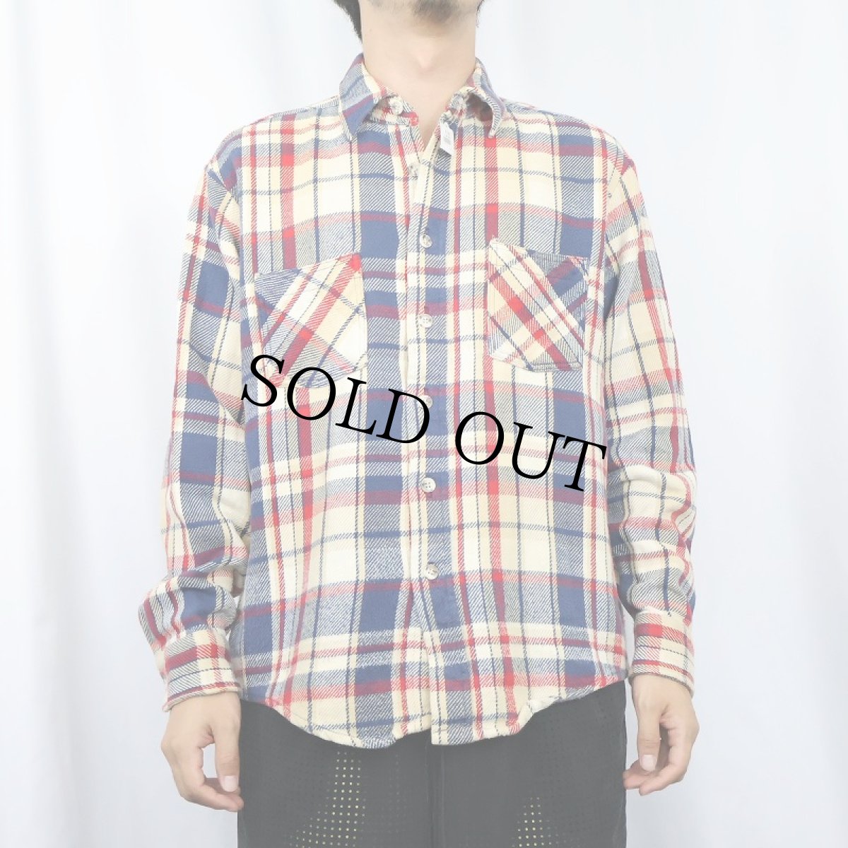 画像2: 80〜90's チェック柄 ヘビーネルシャツ (2)