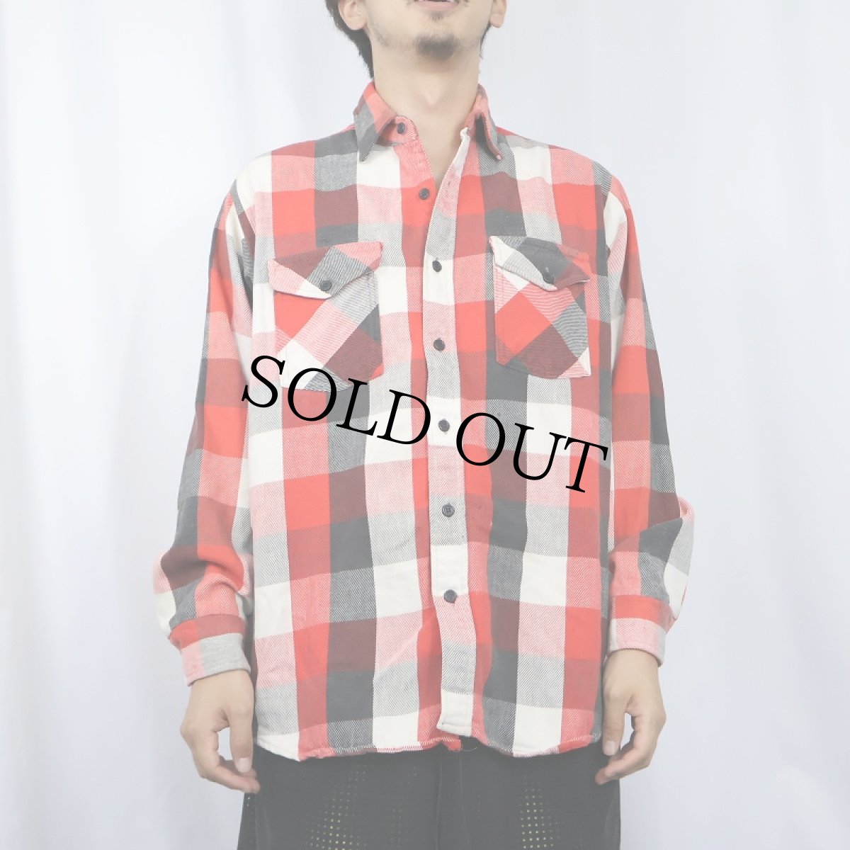 画像2: 80's ALASKAN USA製 ブロックチェック柄 ヘビーネルシャツ (2)